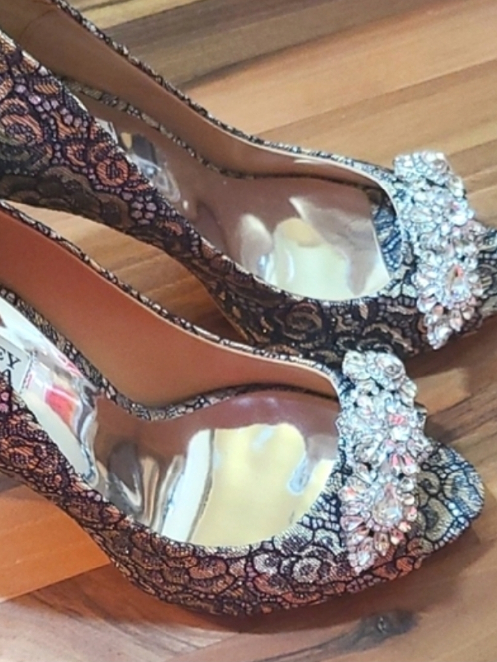 Venetia II Pewter Lace Heels NO BOX Dustbag Included